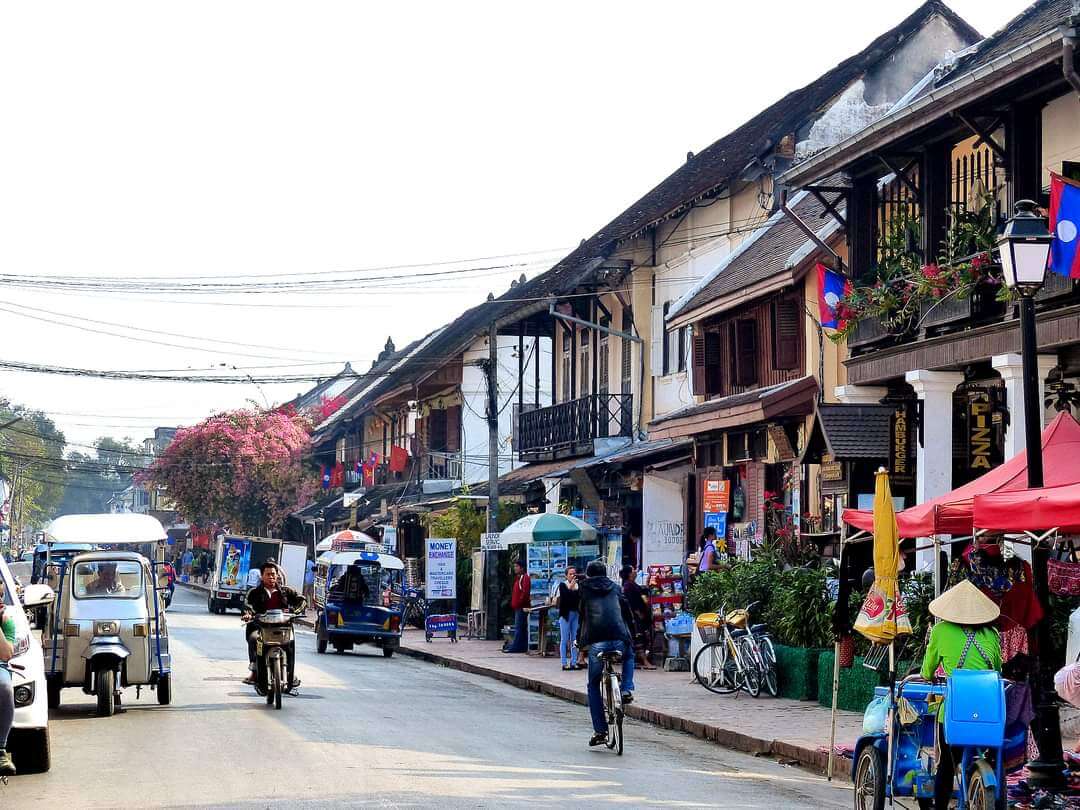 Colonial Architecture buidings in Luang Prabang, Laos