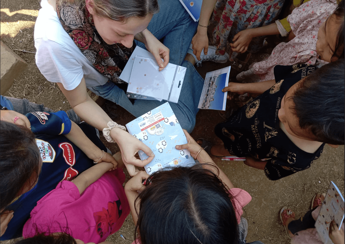 Donate book at local villages, Luang Prabang, Laos